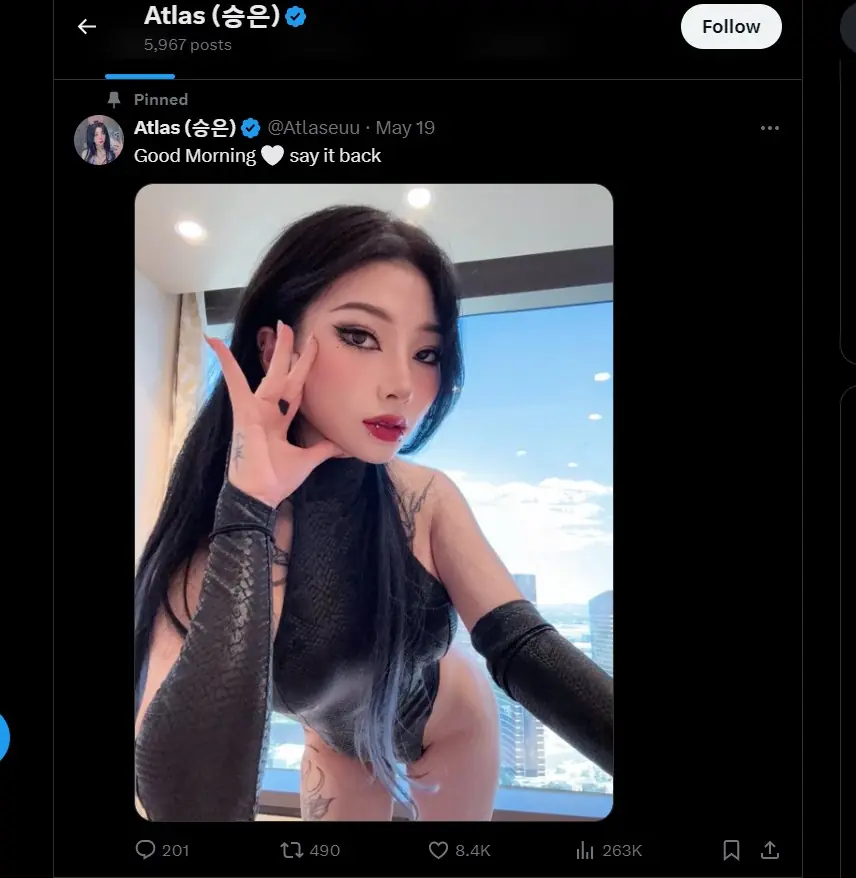 Korean Onlyfans model Atlaseuu on Twitter